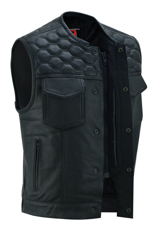 RC Black Horse Men's Leather Motorcycle Vest