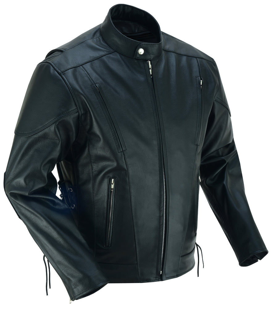 AM Knucklehead Premium Black Men’s Leather Motorcycle Jacket