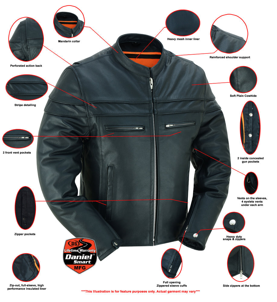 DS Full Hand Black Leather Motorcycle Jacket