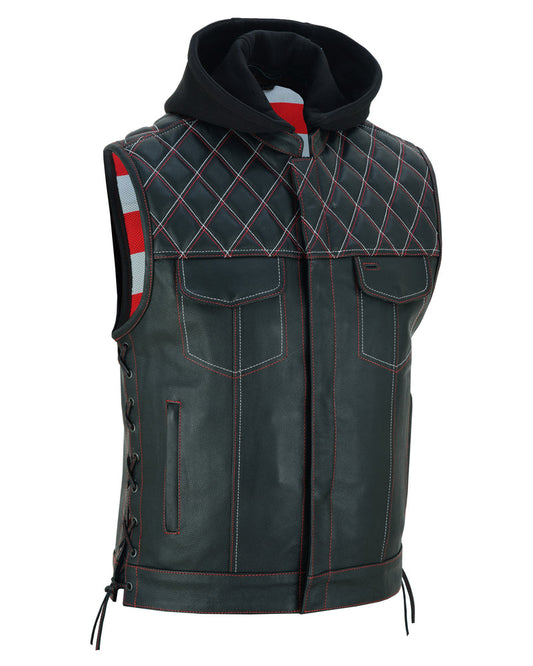 RC Men's Road Edge Leather Black Vest – Removable Hood