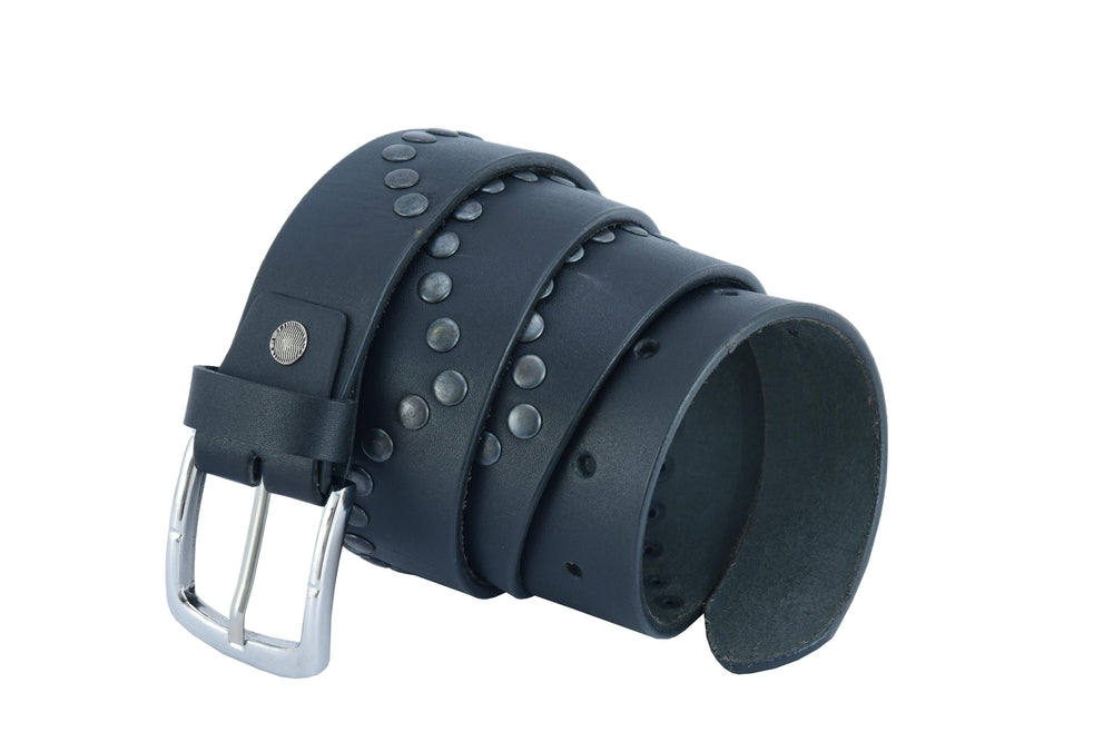 BLT Super Cool Curved Pattern Studded Leather Belt