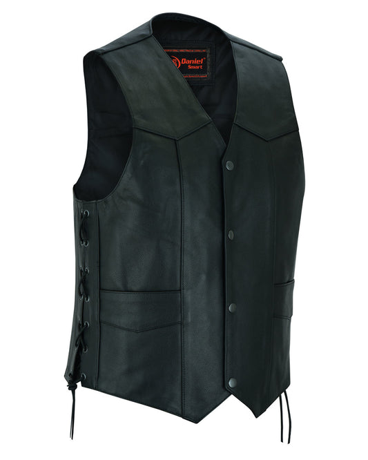 RC Men's Traditional Leather side lacing Vest - Black