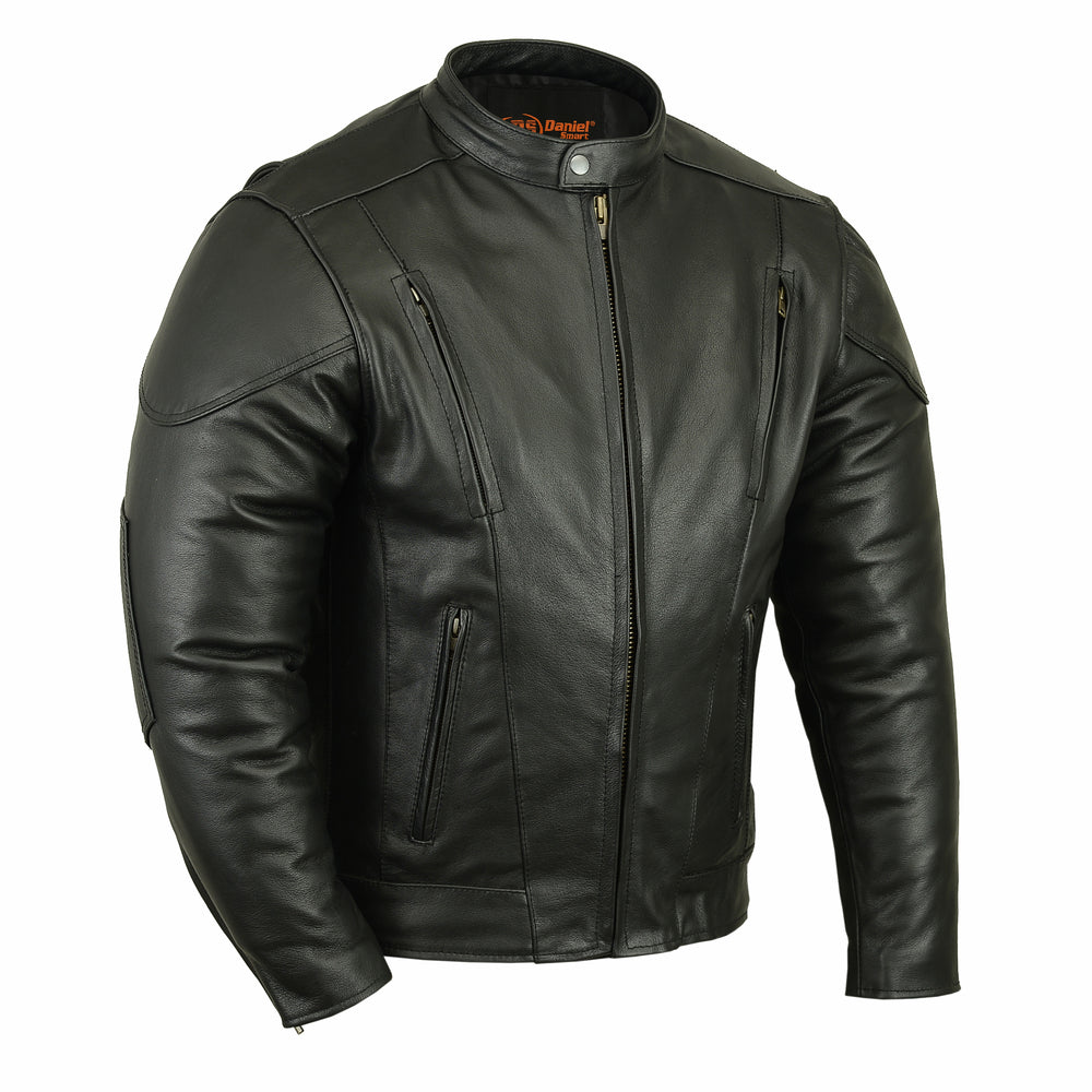 RC Men’s Black Vented Motorcycle Jacket with Plain Sides