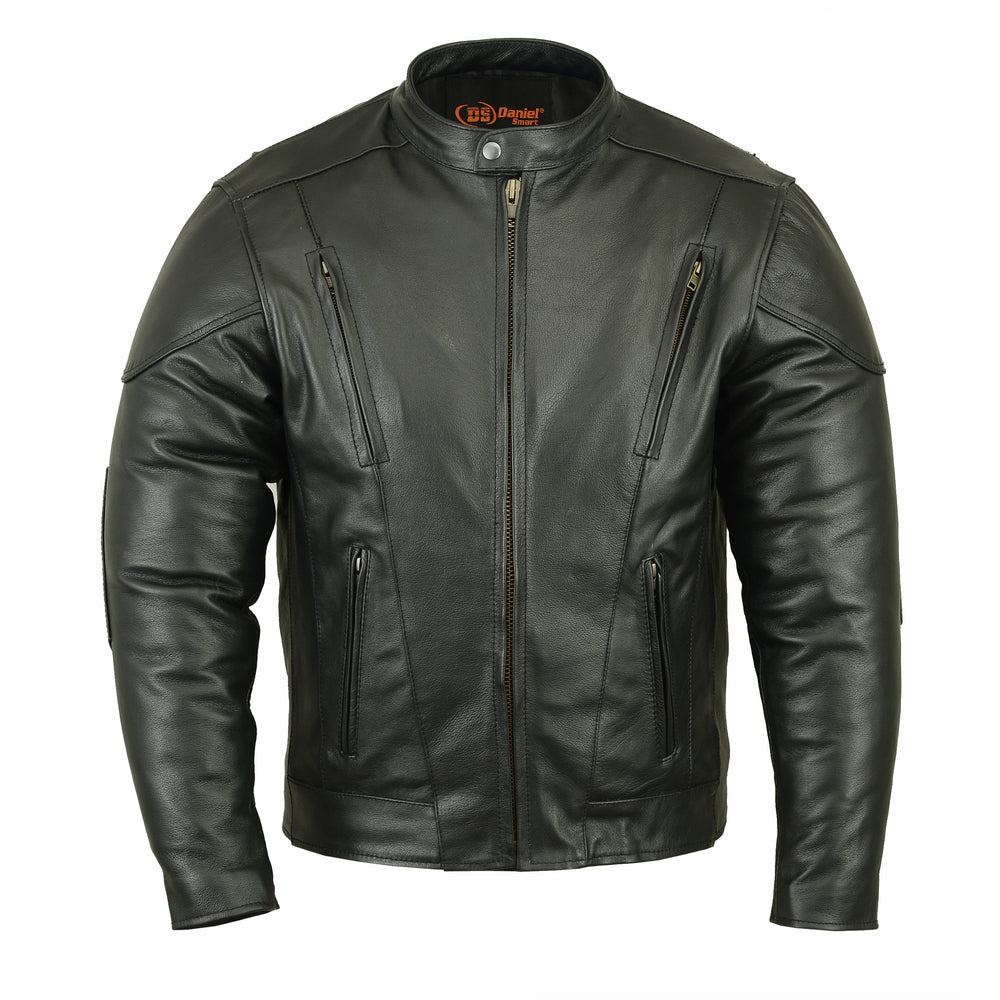 RC Men’s Black Vented Motorcycle Jacket with Plain Sides