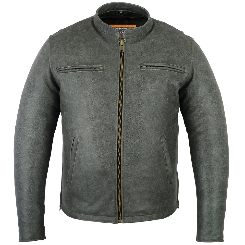 RC Men’s Sporty Gray Leather Cruiser Jacket