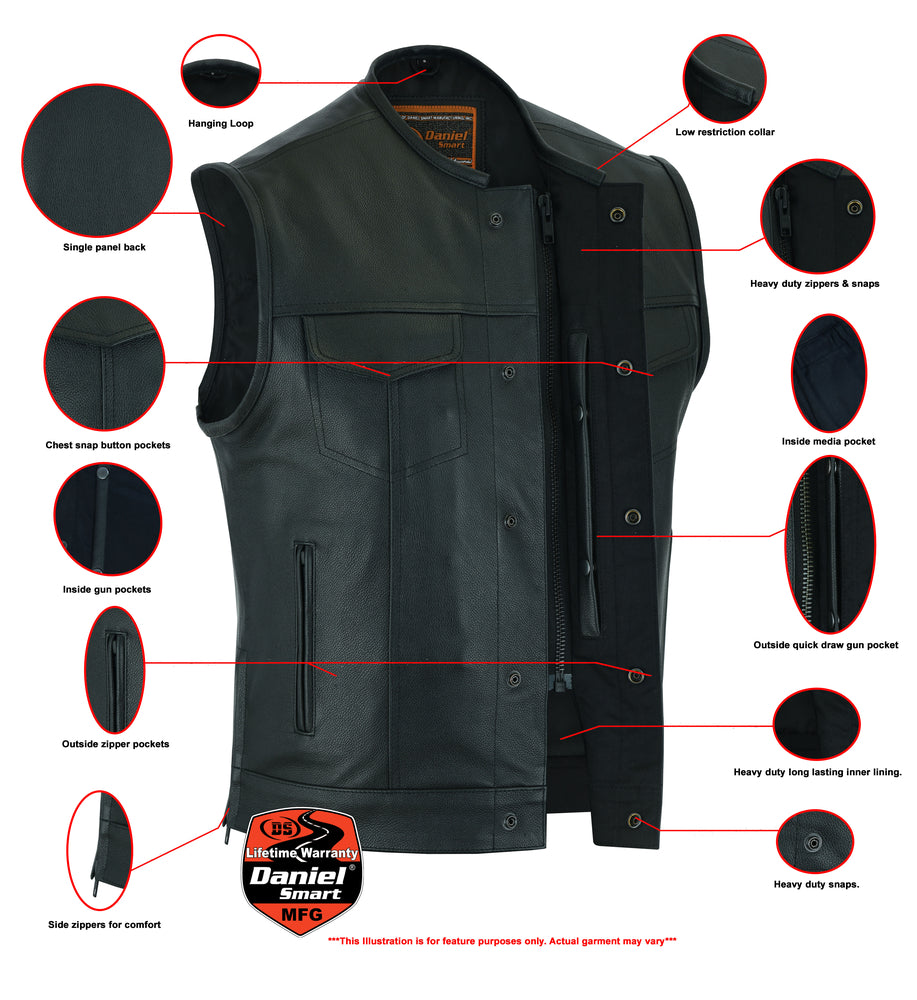 RC Eclipse Black Motorcycle Vest - Hidden Smart Access Pockets & Durable Lining