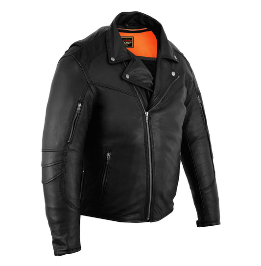 Black Speed Men’s Motorcycle Leather Jacket  – Smart Access Pocket