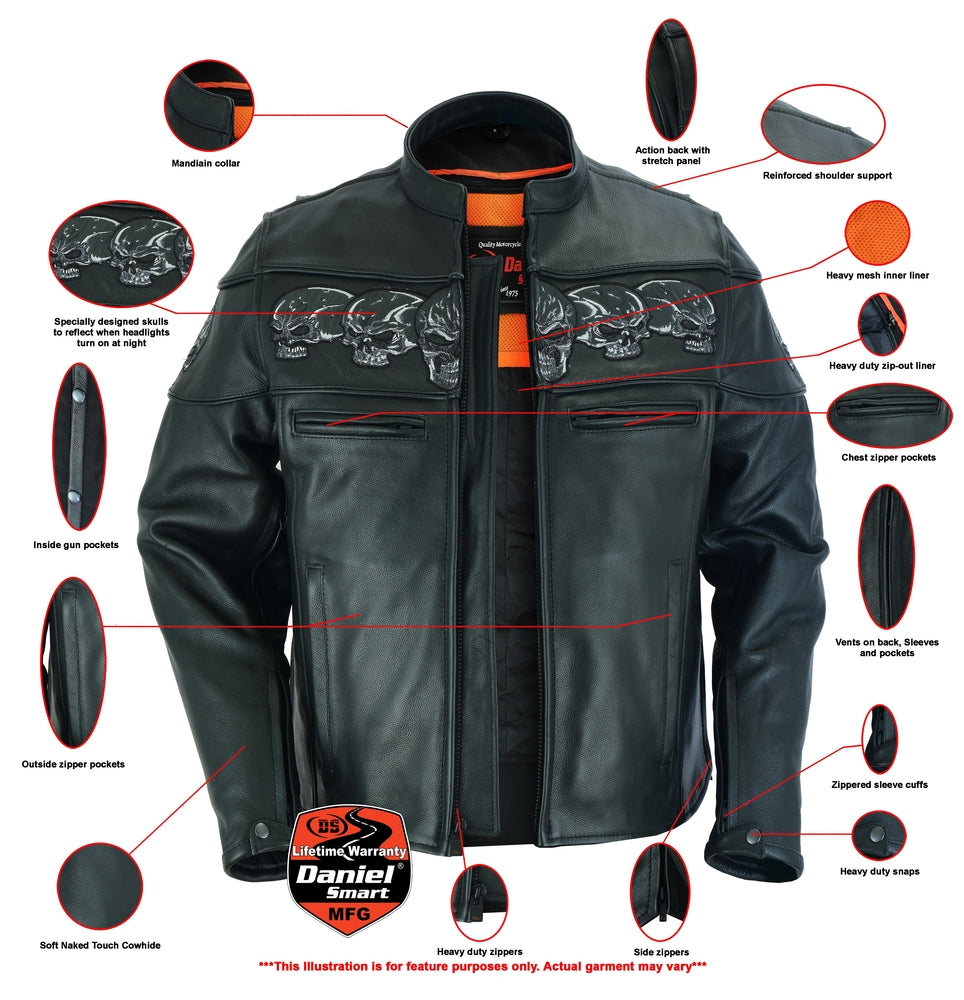 RC Men’s Black Reflective Skulls Scooter Jacket