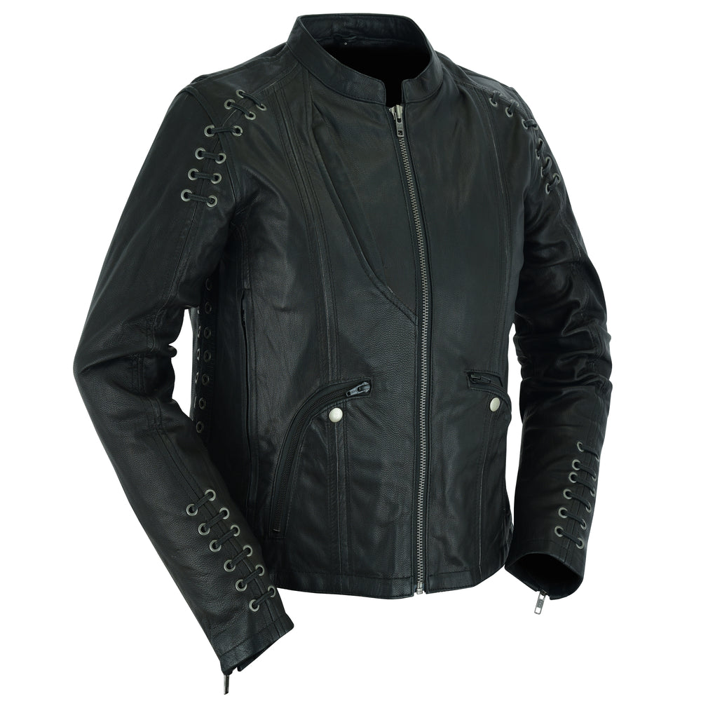 RC Women's Stylish Jacket with Grommet and Lacing Accents