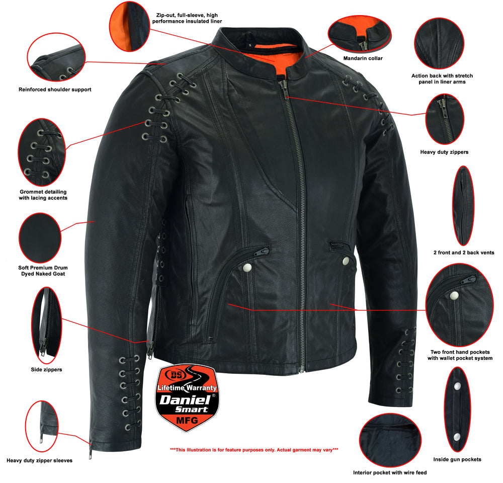 DS Women's Stylish Jacket with Grommet and Lacing Accents