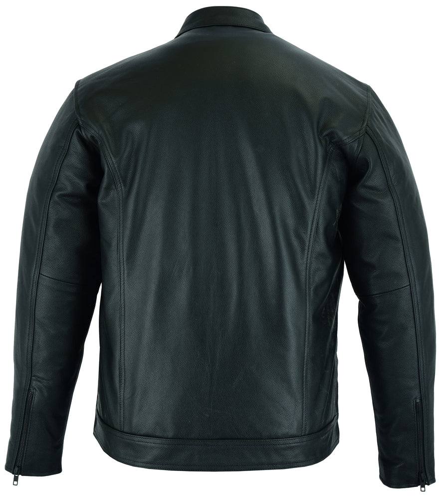RC Men's Full Cut Black Leather Shirt with Zipper/Snap Front