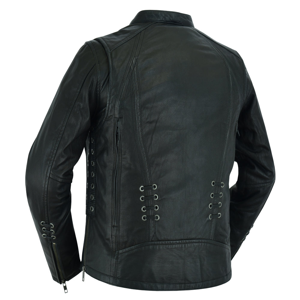 DS Women's Stylish Jacket with Grommet and Lacing Accents
