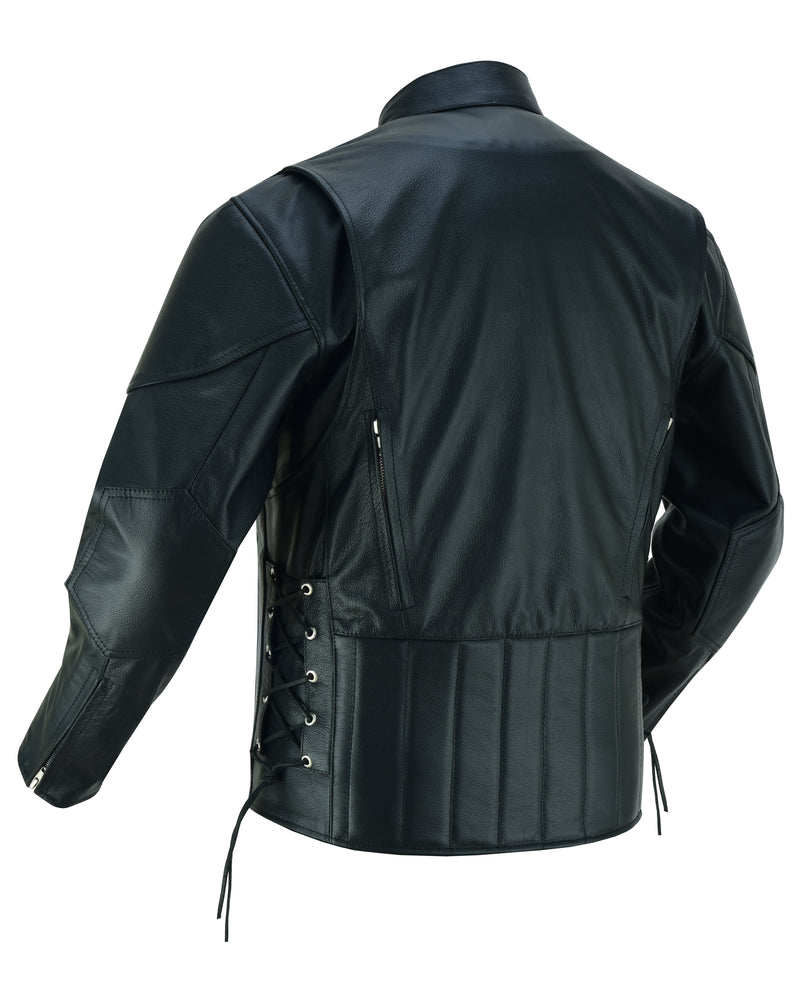 AM Knucklehead Premium Black Men’s Leather Motorcycle Jacket