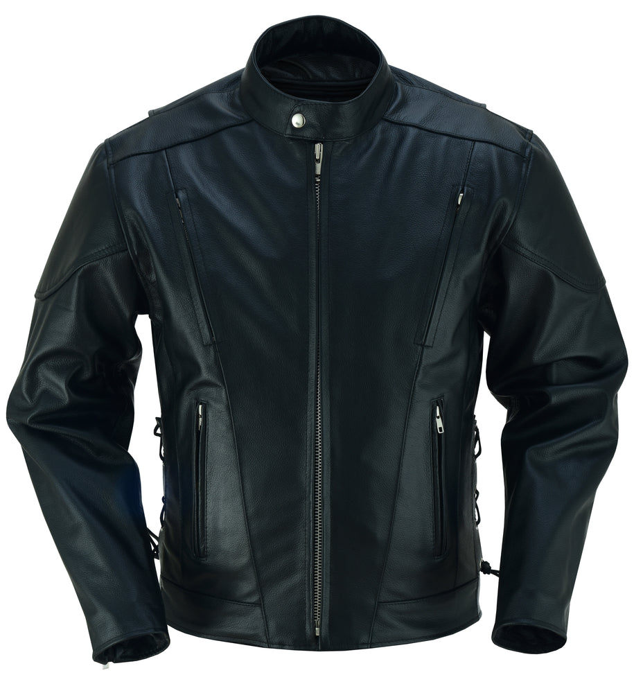 AM Knucklehead Premium Black Men’s Leather Motorcycle Jacket
