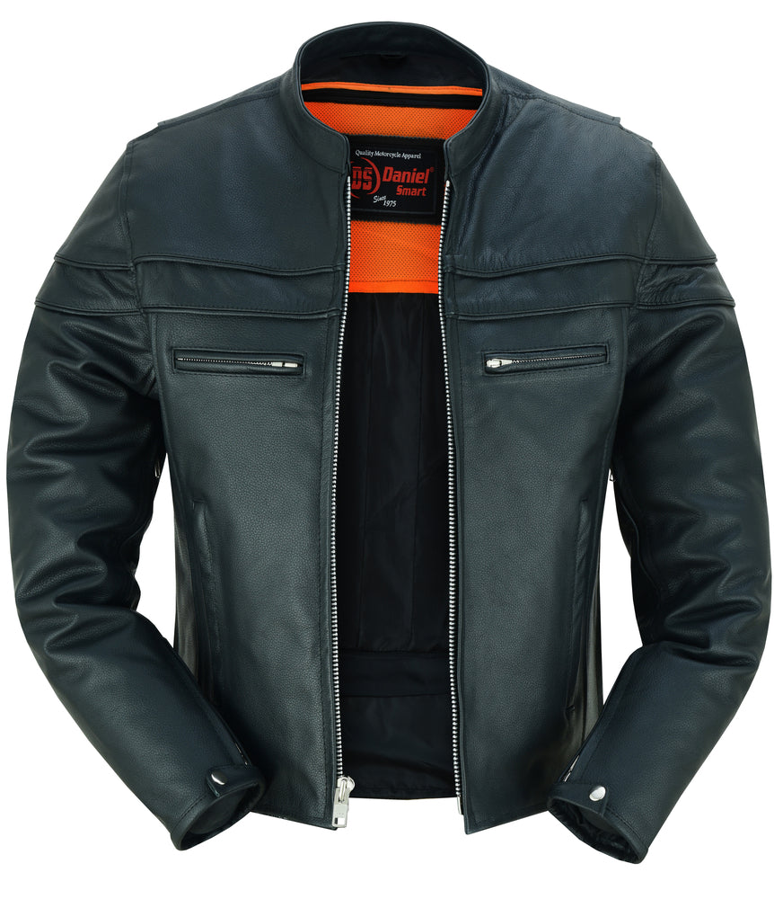 DS Full Hand Black Leather Motorcycle Jacket