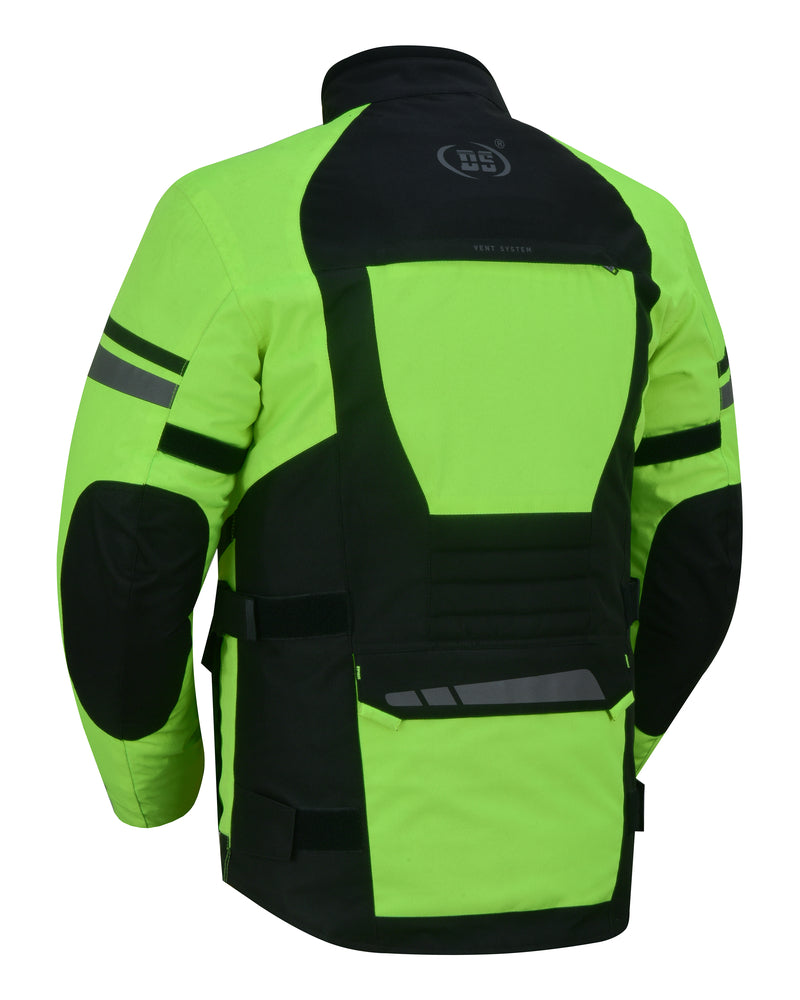 DS 4-Season Hi-Vis Mens Textile Motorycyle Jacket Waterproof & Ventilated