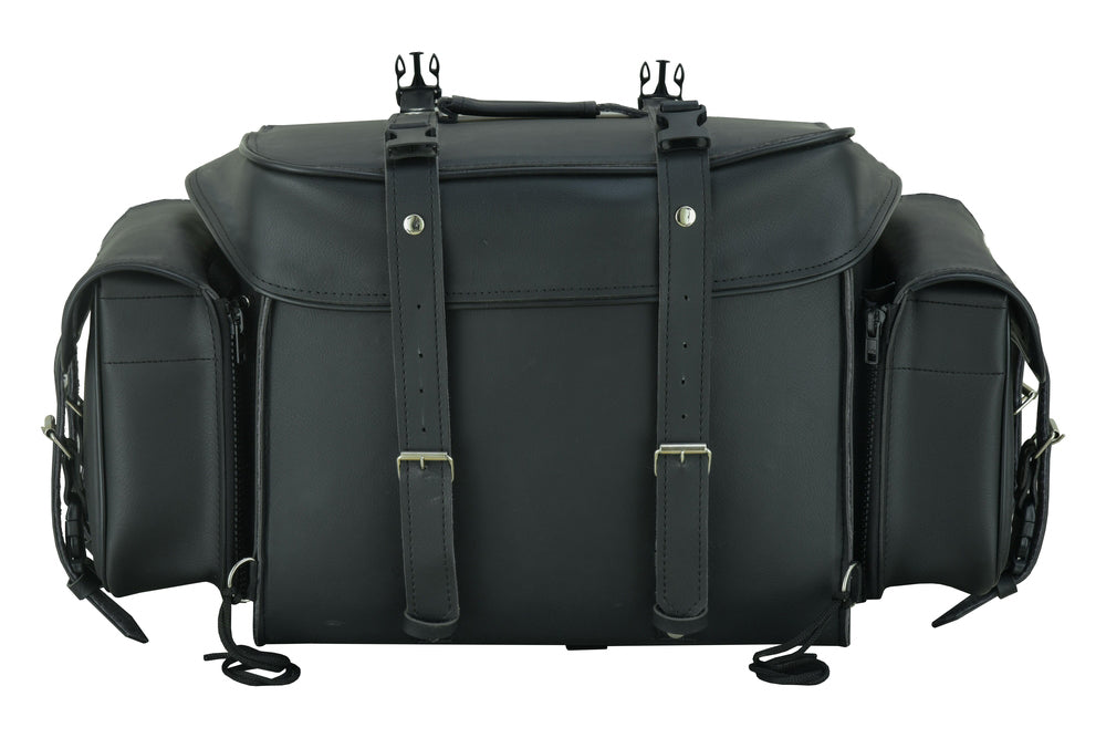 RC Leather Black PVC Large Four Piece Motorcycle Touring Tail Bag