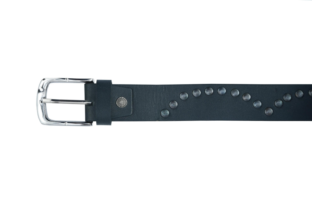 BLT Super Cool Curved Pattern Studded Leather Belt