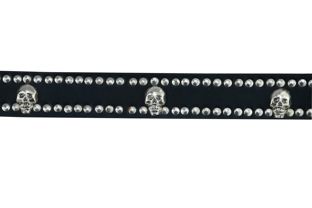 BLT Black Leather Belt with Silver StuRC and Skulls