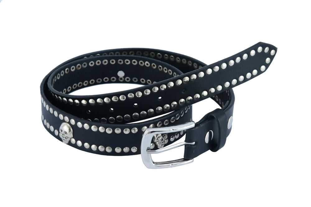 BLT Black Leather Belt with Silver StuRC and Skulls