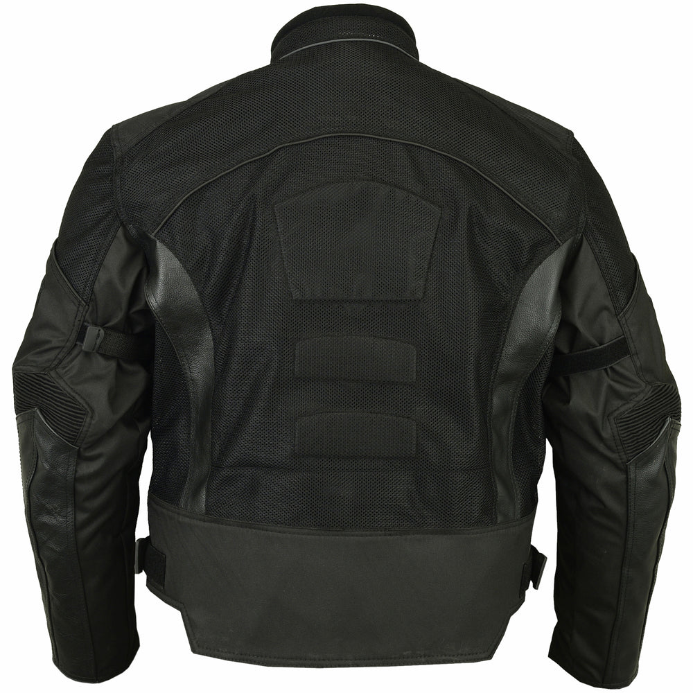 RC Mens Leather & Mesh Motorcycle Jacket  – Waterproof Liner