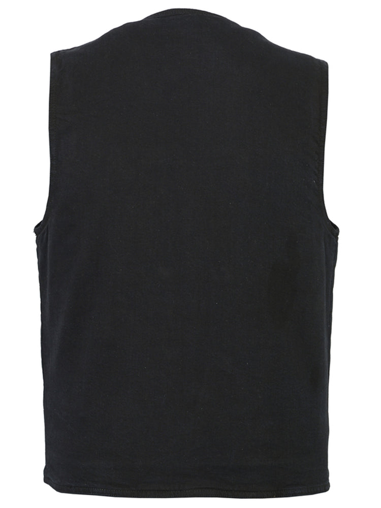 DM Men's Black Plain sides Denim Motorcycle Vest – Heavy Snaps