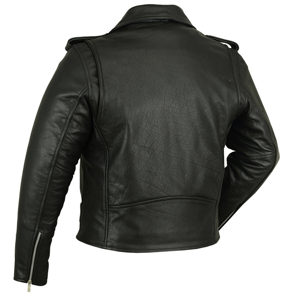 RC Men's Classic Plain Side Police Style Motorcycle Jacket - Black