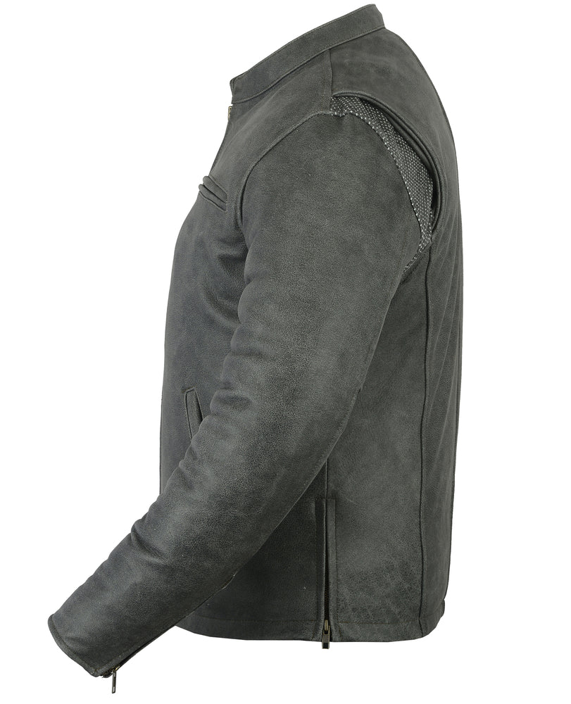 RC Men’s Sporty Gray Leather Cruiser Jacket