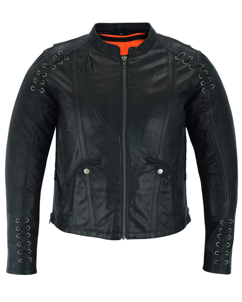 RC Women's Stylish Jacket with Grommet and Lacing Accents