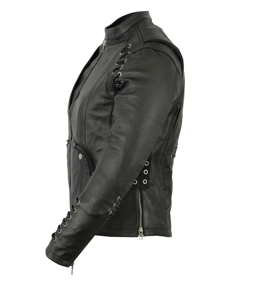 DS Women's Stylish Jacket with Grommet and Lacing Accents
