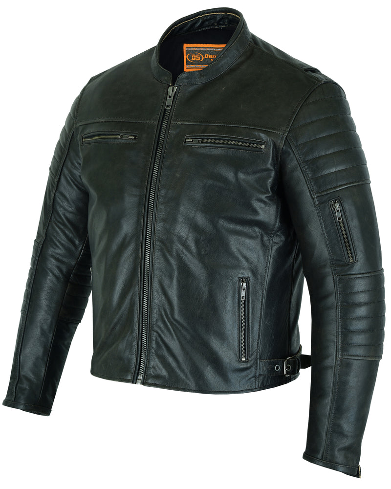 RC Men's Gun Metal Brown Crossover Leather Scooter Jacket