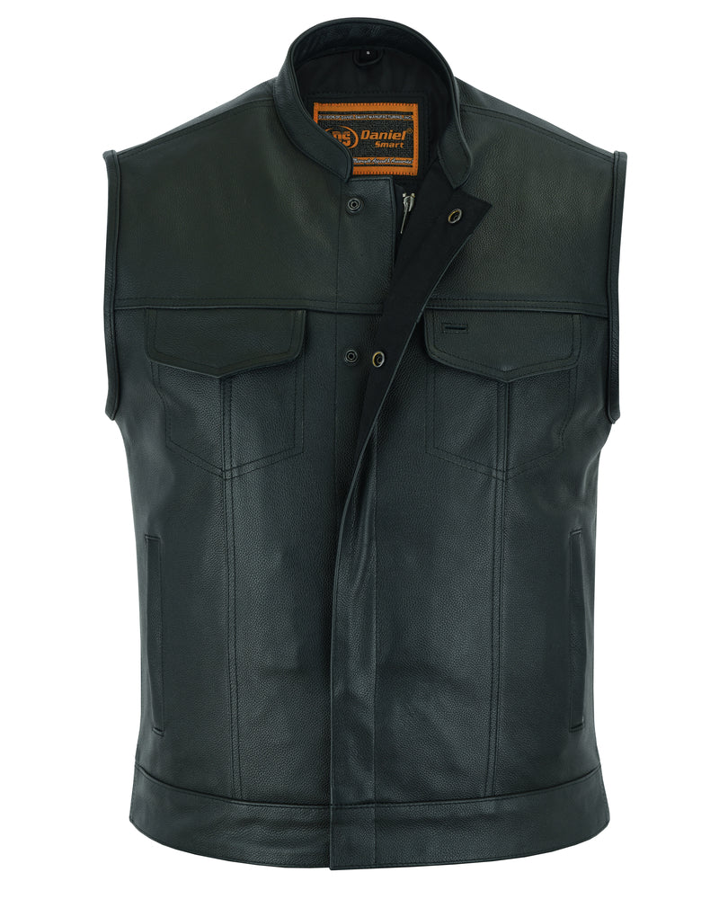 RC Blackhawk Scoop Collar Men's Motorcycle Vest - Smart Access Pocket & Hidden Zipper