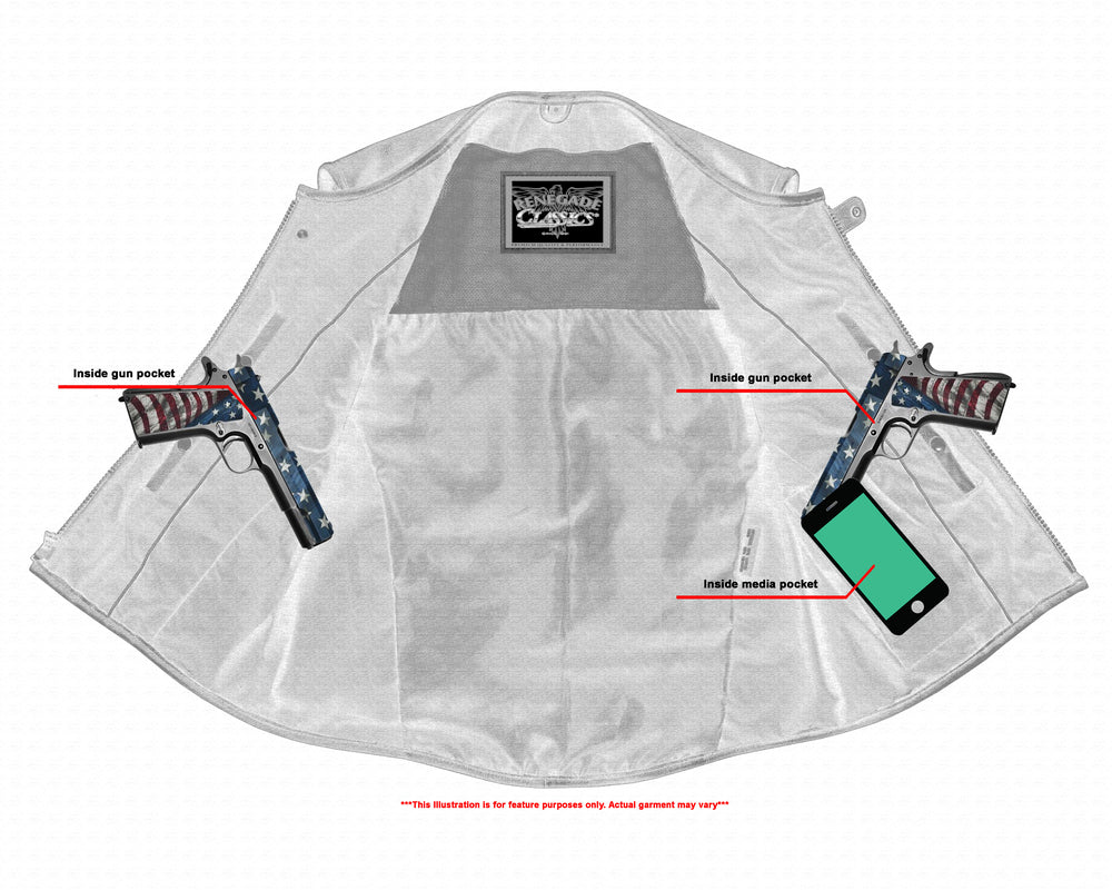 Men's Black Leather SWAT Style Motorcycle Vest