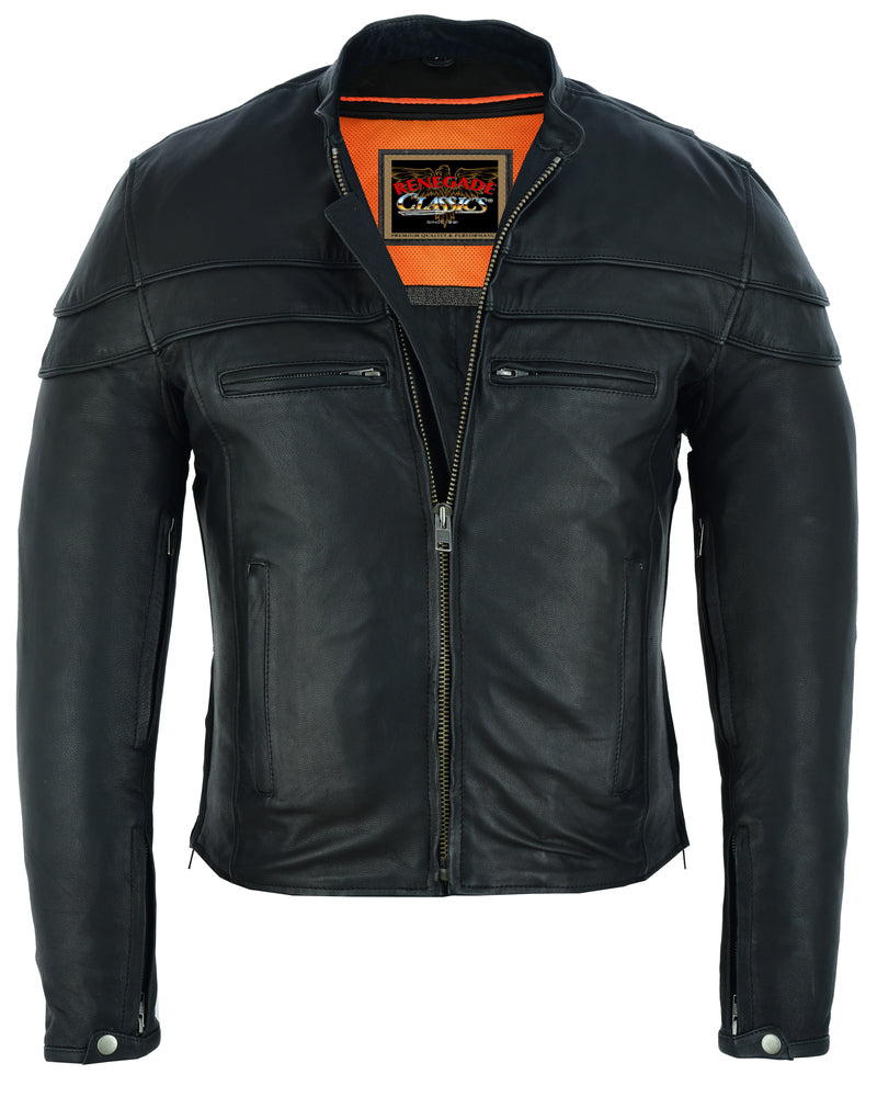SpeeRCter Black Men’s Leather Motorcycle Jacket