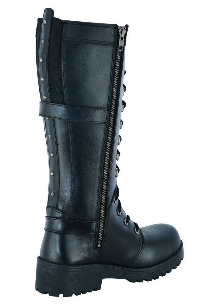 RC Women's 15 Inch Black Leather Stylish Harness Boot
