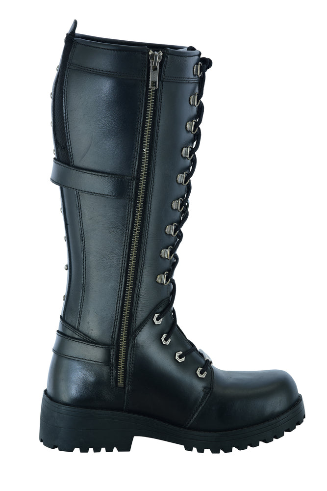 RC Women's 15 Inch Black Leather Stylish Harness Boot