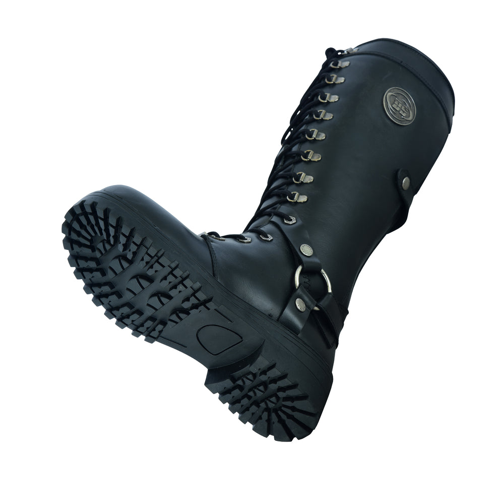 DS Women's 15 Inch Black Leather Stylish Harness Boot
