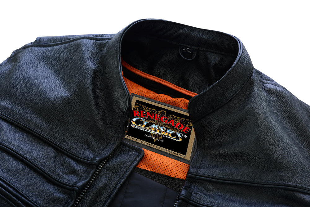 SpeeRCter Black Men’s Leather Motorcycle Jacket
