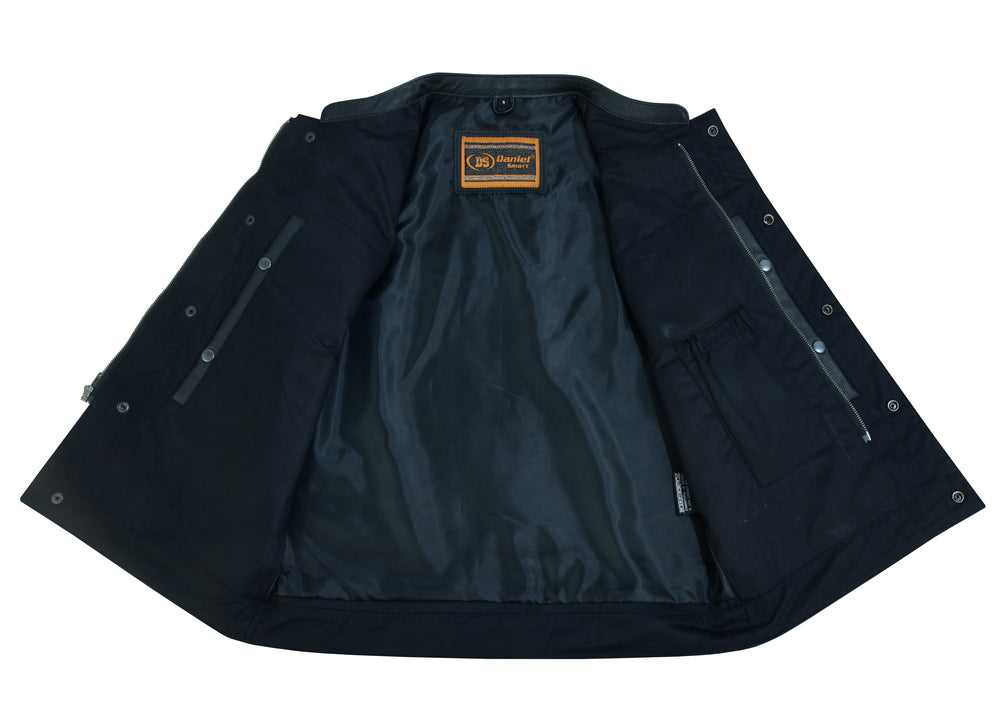 RC Blackhawk Scoop Collar Men's Motorcycle Vest - Smart Access Pocket & Hidden Zipper