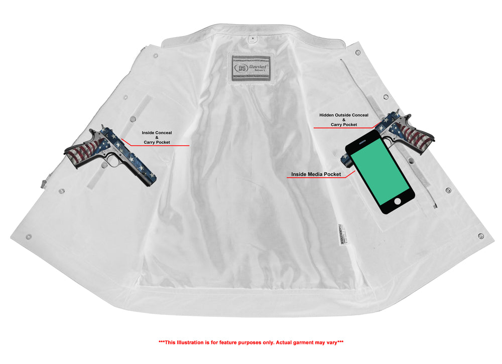 RC Blackhawk Scoop Collar Men's Motorcycle Vest - Smart Access Pocket & Hidden Zipper