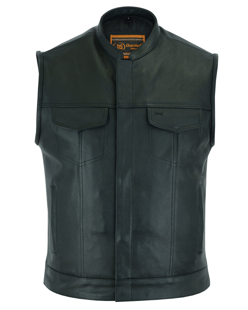 RC Blackhawk Scoop Collar Men's Motorcycle Vest - Smart Access Pocket & Hidden Zipper