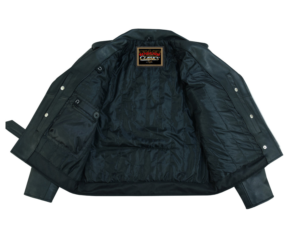 Super Arnold Men’s Black Leather Jacket – Retro Design