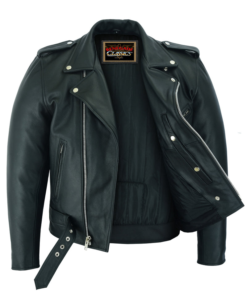 Super Arnold Men’s Black Leather Jacket – Retro Design