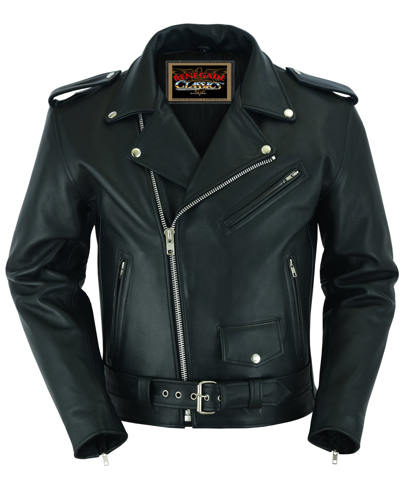 Super Arnold Men’s Black Leather Jacket – Retro Design