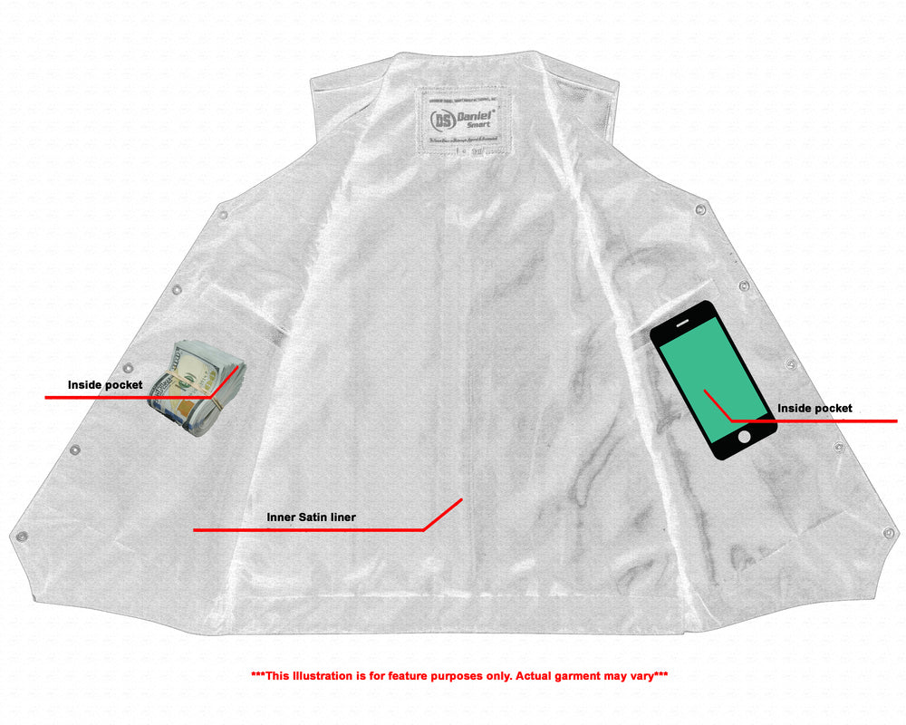 RC Men's Tall Classic Motorcycle Leather Vest - Black