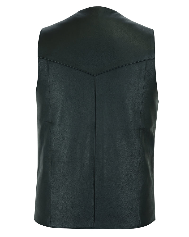 RC Men's Tall Classic Motorcycle Leather Vest - Black