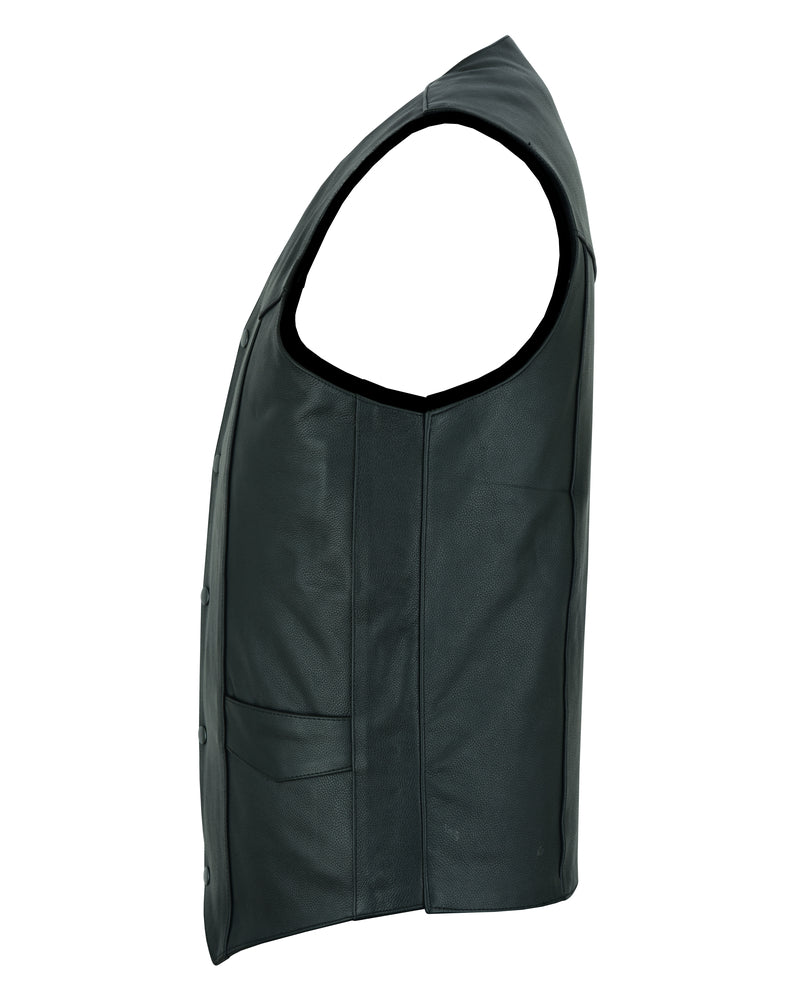 RC Men's Tall Classic Motorcycle Leather Vest - Black