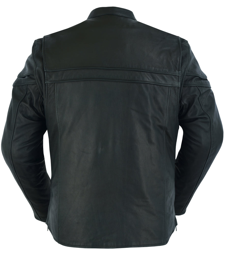 RC Men’s Sporty Lightweight Black Leather Cross Over Jacket