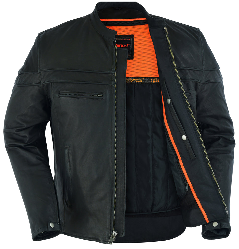 RC Men’s Sporty Lightweight Black Leather Cross Over Jacket