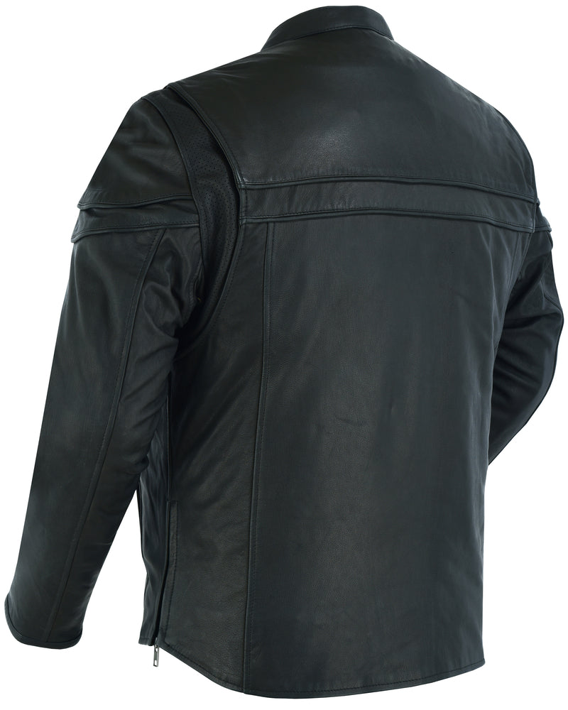 RC Men’s Sporty Lightweight Black Leather Cross Over Jacket
